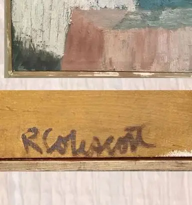 Robert Colescott's signature on the back of an early painting