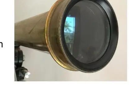 Close-up of the telescope's objective lens